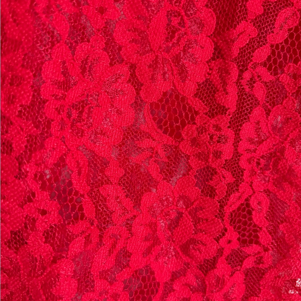 Vintage Victoria’s Secret Gold Label Red Lace Robe Kimono Sleeve Satin One Size - Picture 8 of 10